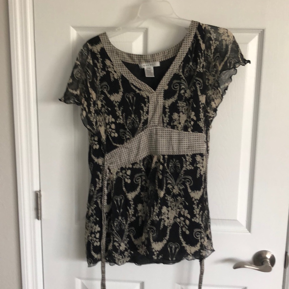 Black floral blouse
